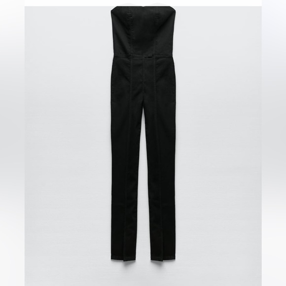 Zara DENIM TRF JUMPSUIT BLACK NWT - Picture 5 of 8